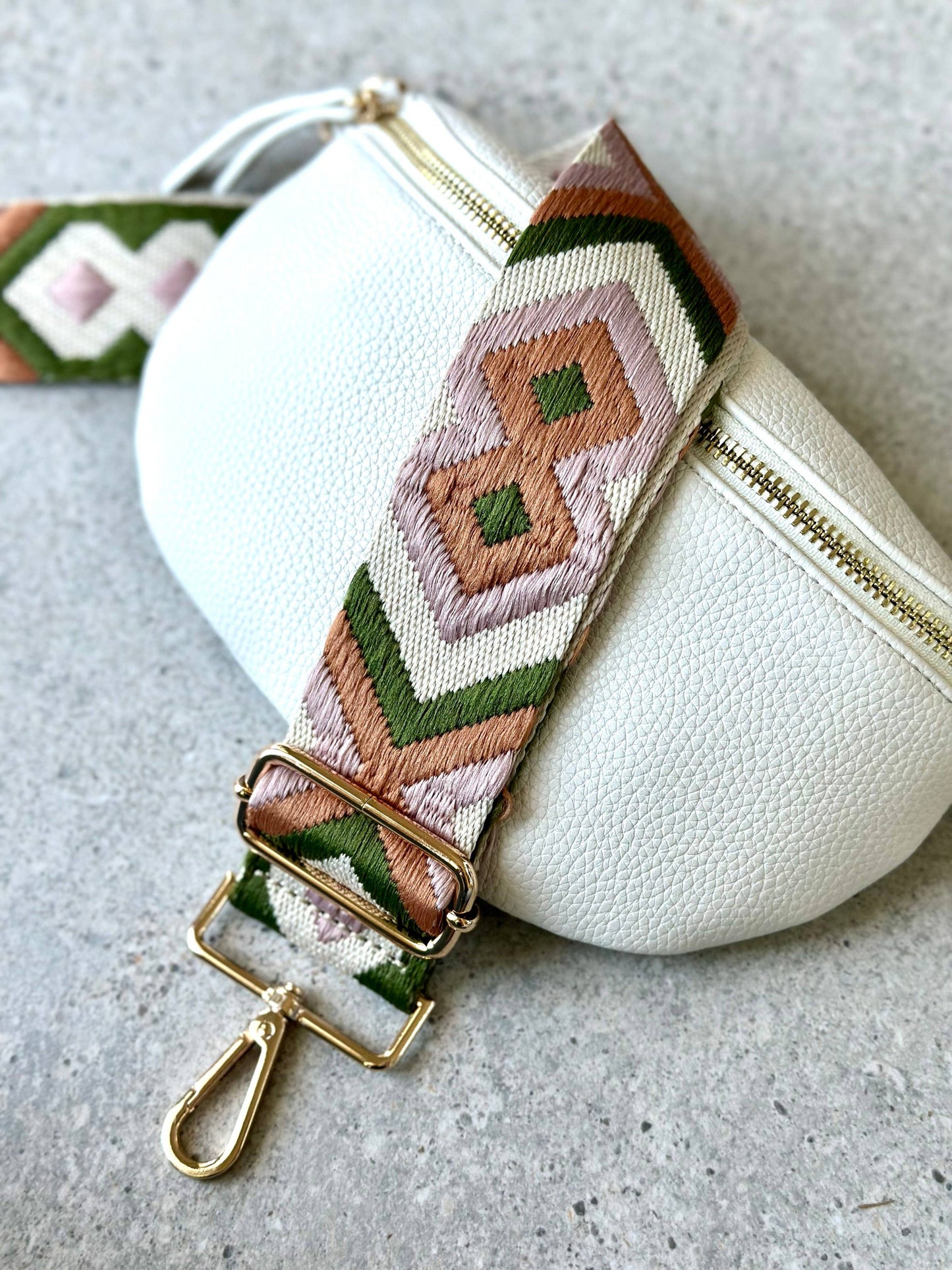 Faux Leather Crossbody Bag - White Cream