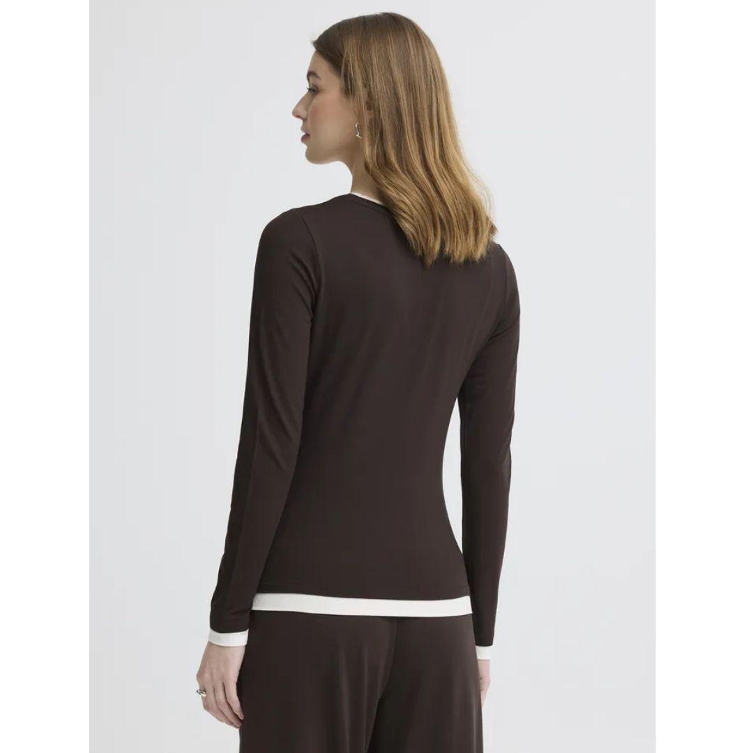 ICHI Astra Long Sleeve Contrast Trim Top | 20127255 | Torte