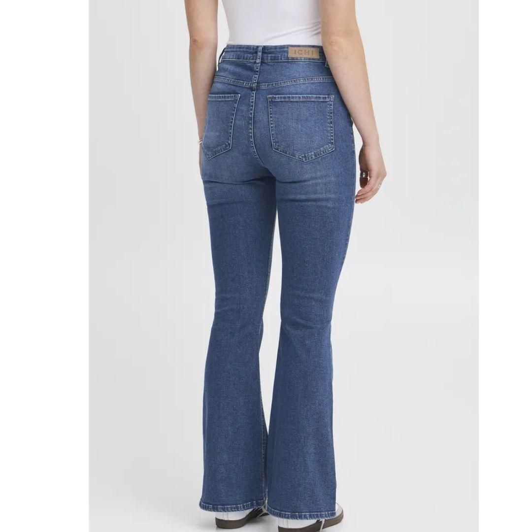 Wiggy Flared High Waist Jeans - 20122437 - Med Blue
