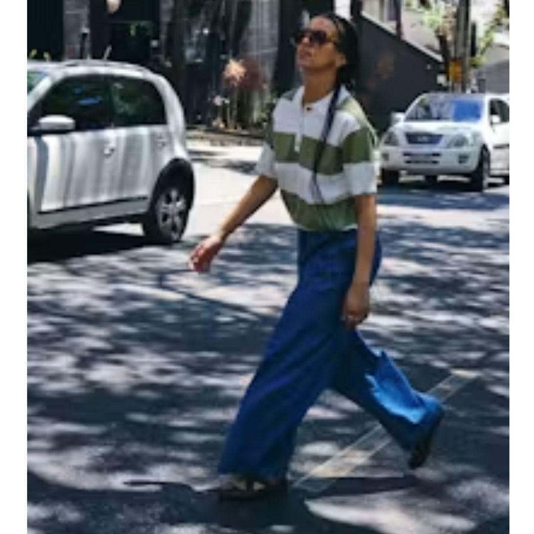 Archer Denim Wide Leg Drawstring Pants | Medium Blue