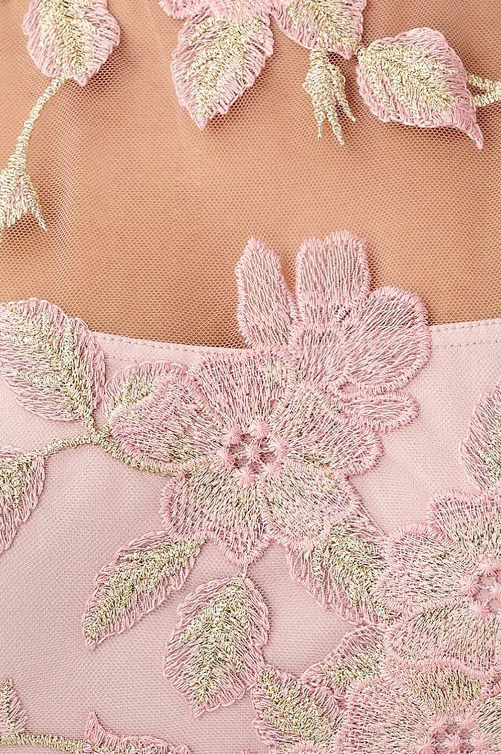 Illusion Round Neck Sleeveless Hook Dress - AP1D104769 - Rose Gold Multi
