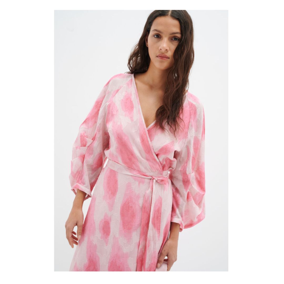 Dimitra Wrap Dress - 30108142 - Pink Soft Shadow