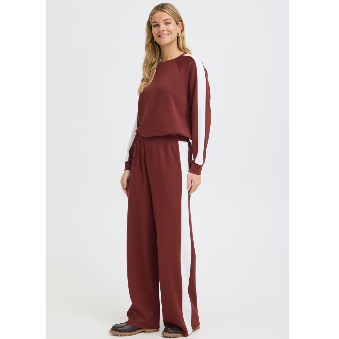 Aurora Stripe Travel Lounge Pants | Rum White Contrast