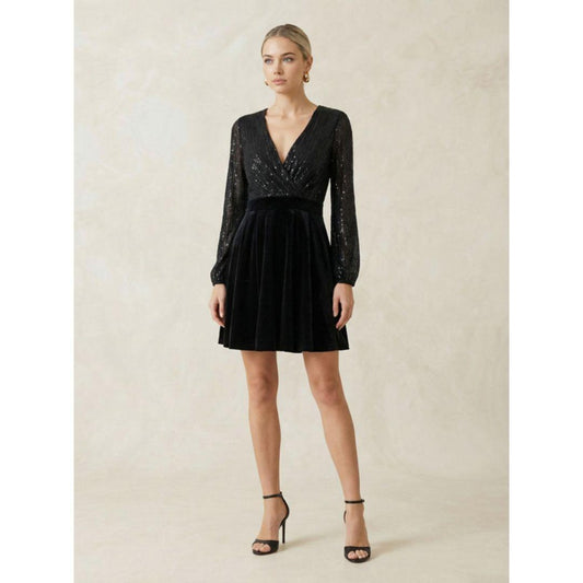 Mist Velvet & Sequin Dress | M064818 | Black