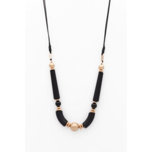 Adjustable Bead and Wood Necklace | 1626
