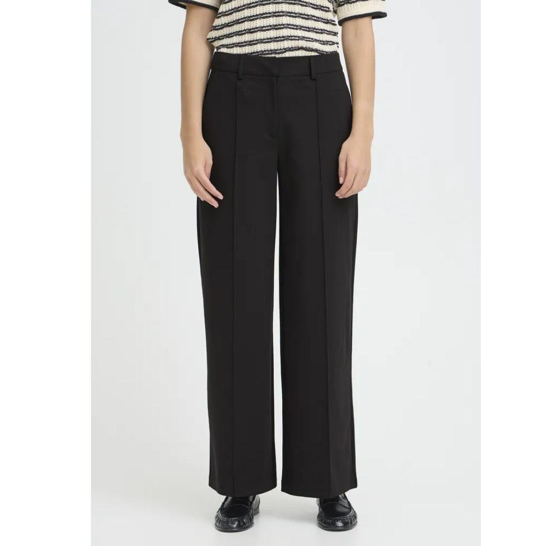 Kate Wide Seamed Trouser | Black