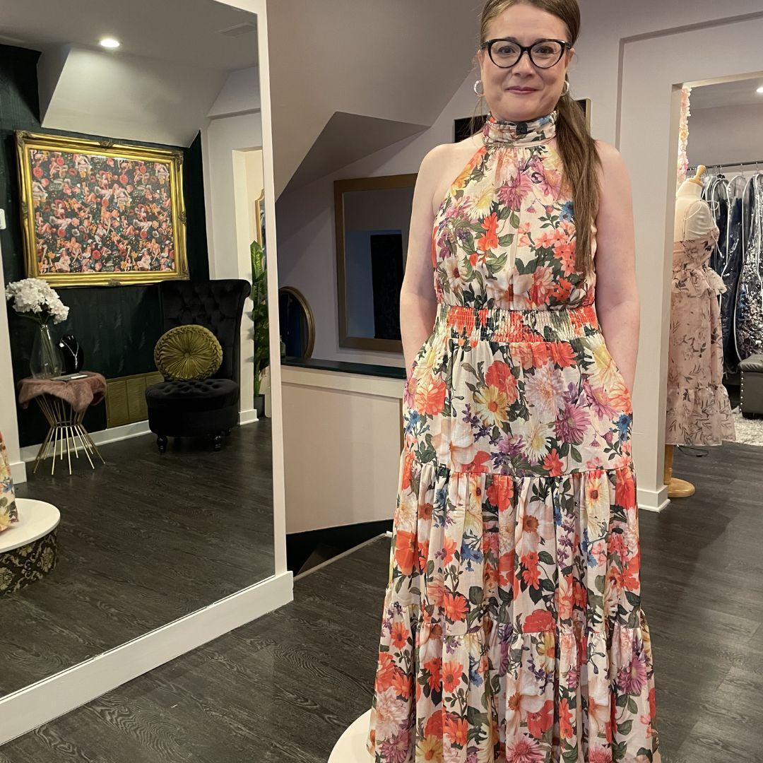 Romantic Floral Halter Dress - IDO14720 - Floral Garden