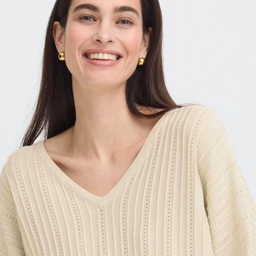 Mobbe V-Neck Lightknit Sweater | Birch