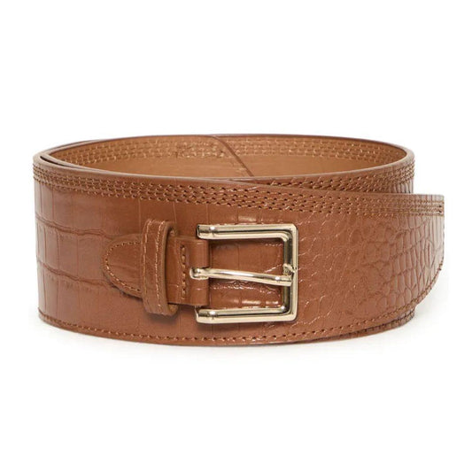 Yoe Textured Faux Leather Belt | Cognac