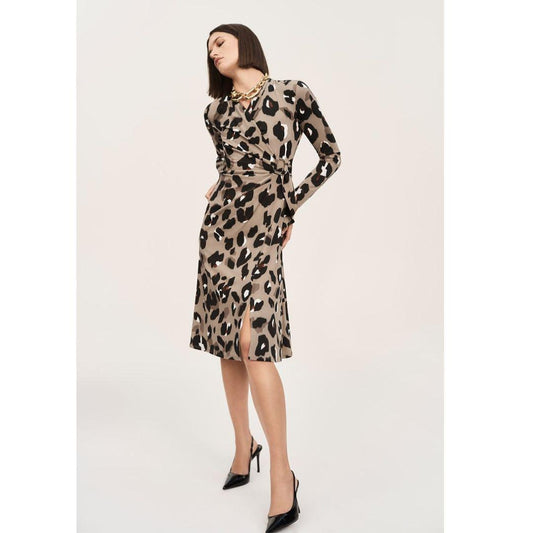 Silky Knit Animal Print Wrap Dress - 243173 - Black Multi