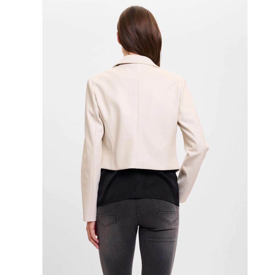Olwin Faux Leather Cropped Blazer Jacket