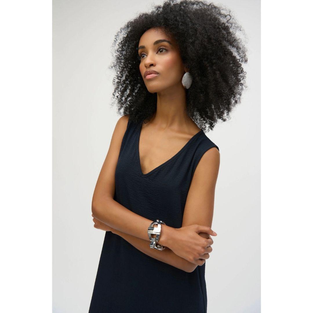 Gauze Color Block Straight Dress - 252030 - Midnight Vanilla