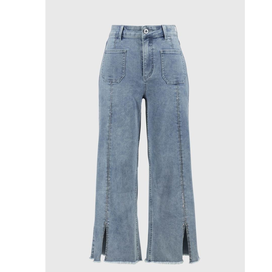 Culotte Jeans With Embellished Front Seam - 241903S25 - Vintage Blue