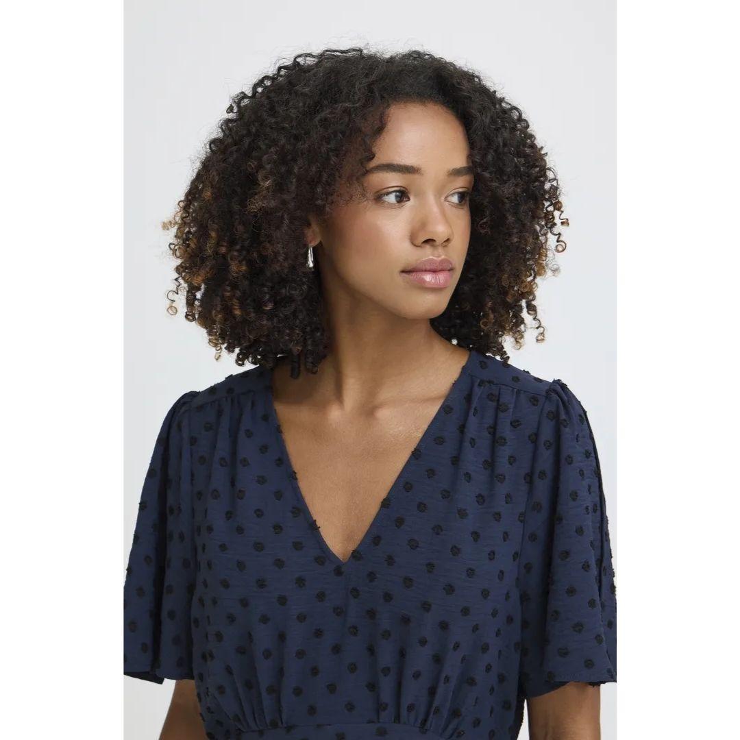 Zabby Dress - 20122959 - Navy Polka