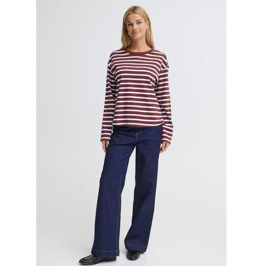 Bree Long Sleeve Stripe Top | Rum Raisin