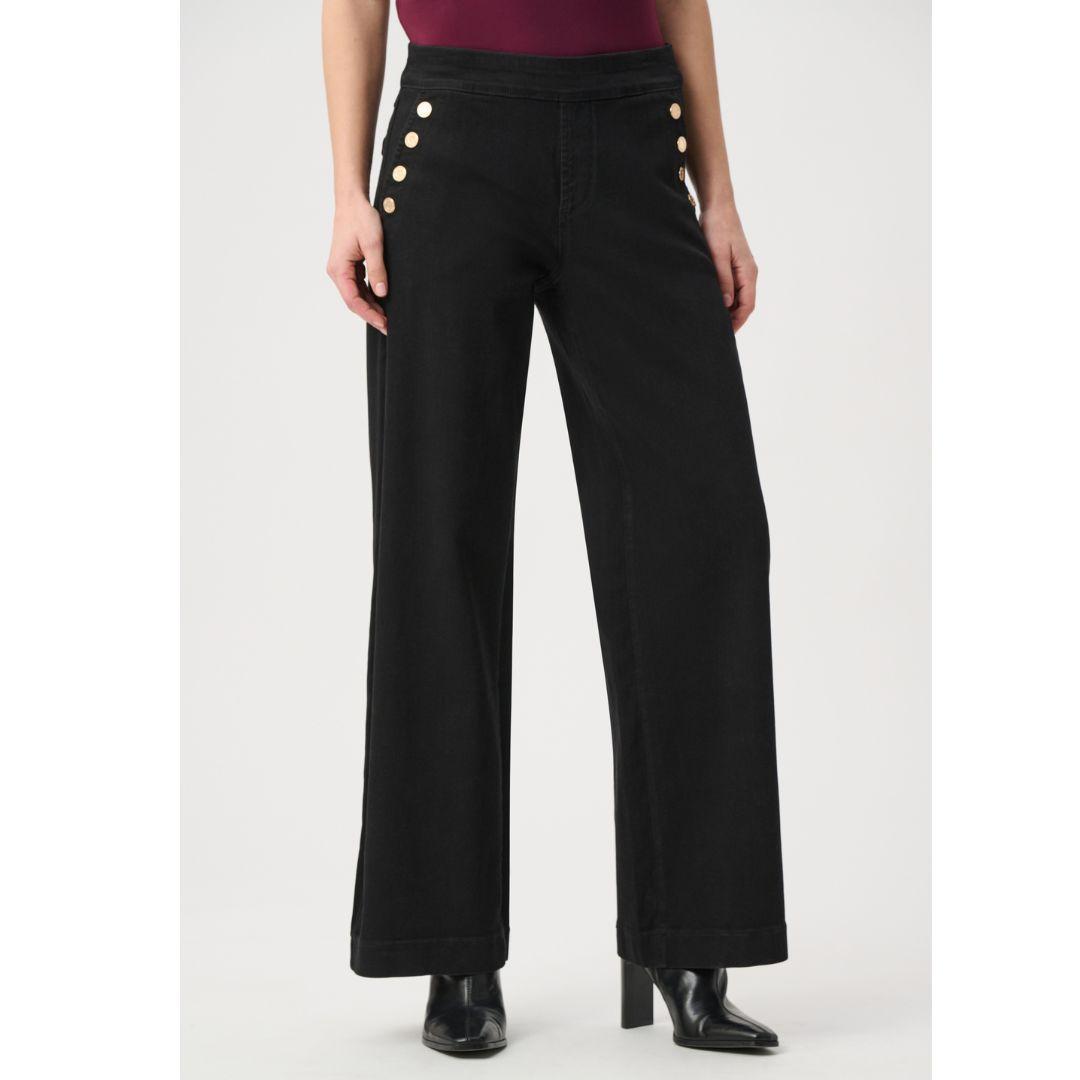 JOSEPH RIBKOFF Sailor Button Wide-Leg Jeans | 254919W26 | Black