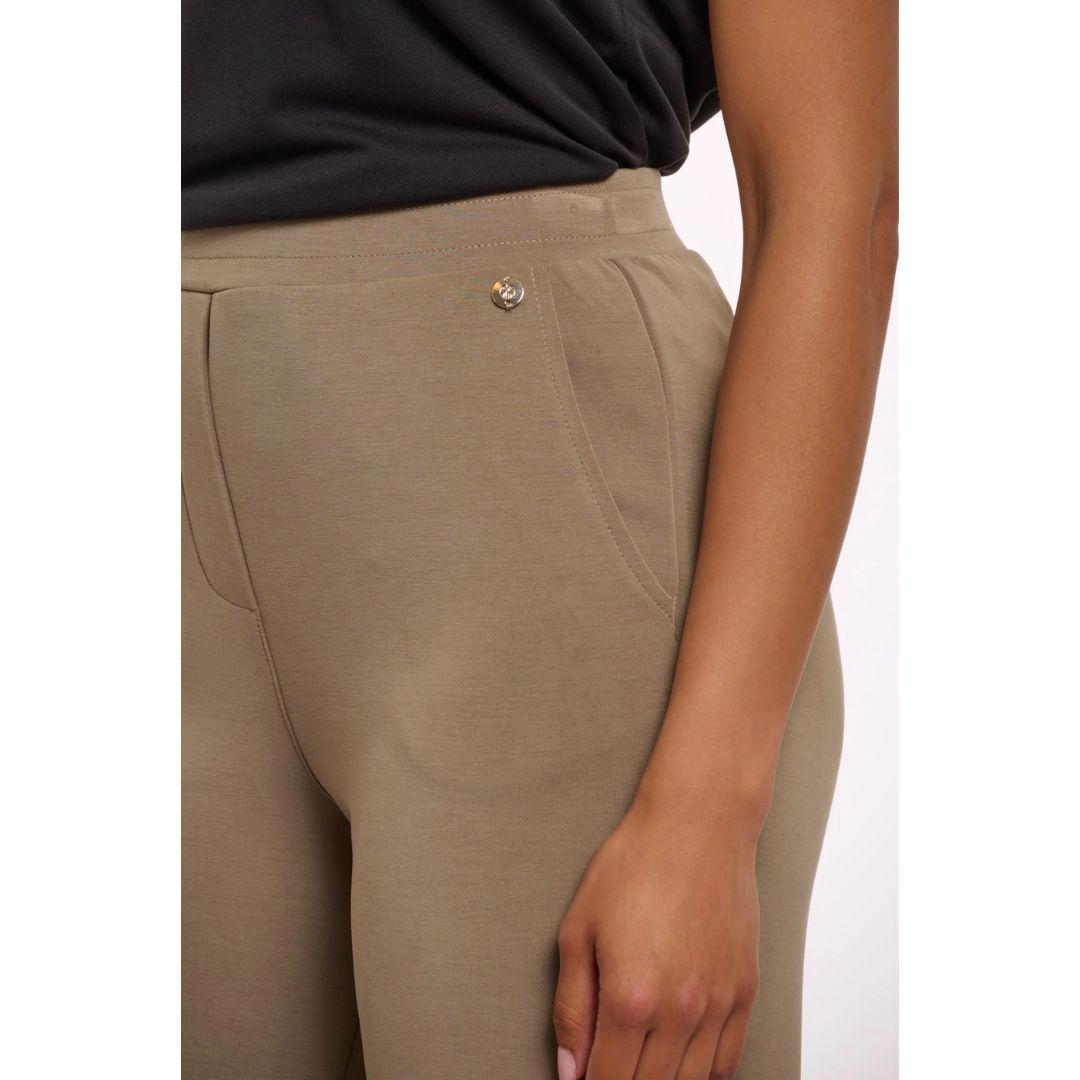 Gaudi Wide Leg Trouser - 7002521 - Dark Khaki