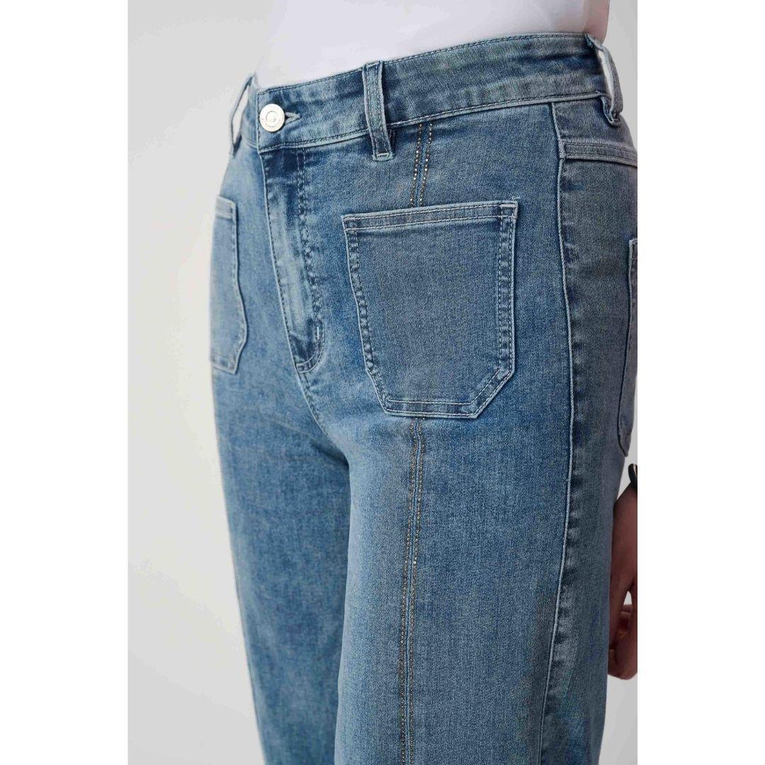 Culotte Jeans With Embellished Front Seam - 241903S25 - Vintage Blue
