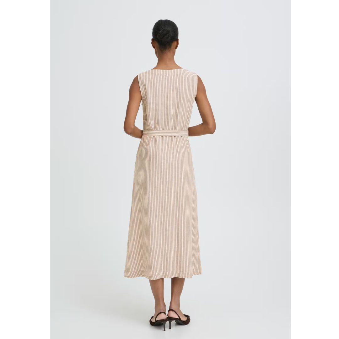 Falakka Button Down Midi Dress - Woodsmoke Stripe