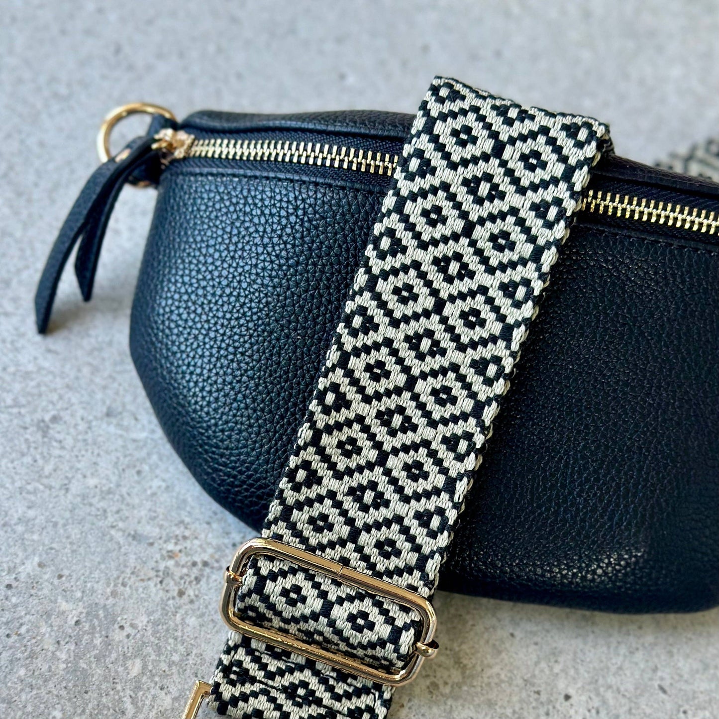 Crossbody Bag Strap - Black & Cream