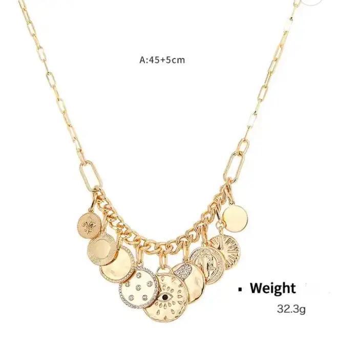 Celestial Multi Charm  Paperclip Necklace
