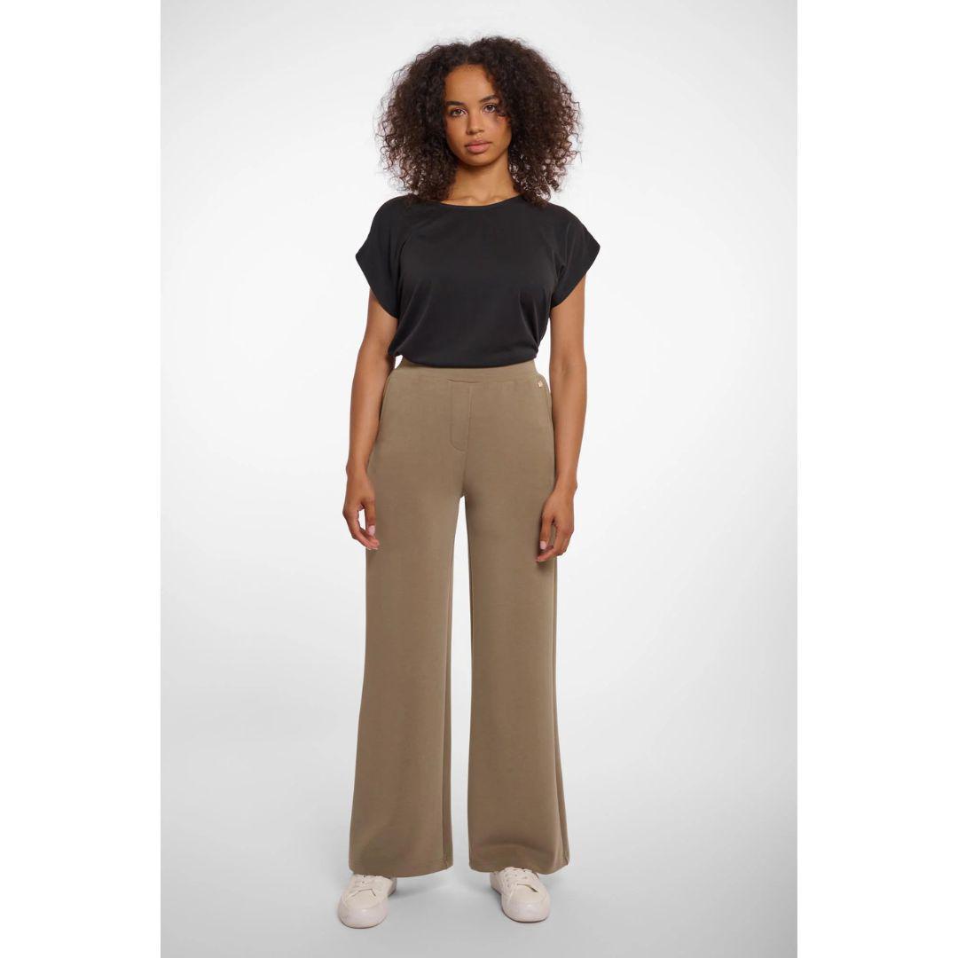 Gaudi Wide Leg Trouser - 7002521 - Dark Khaki