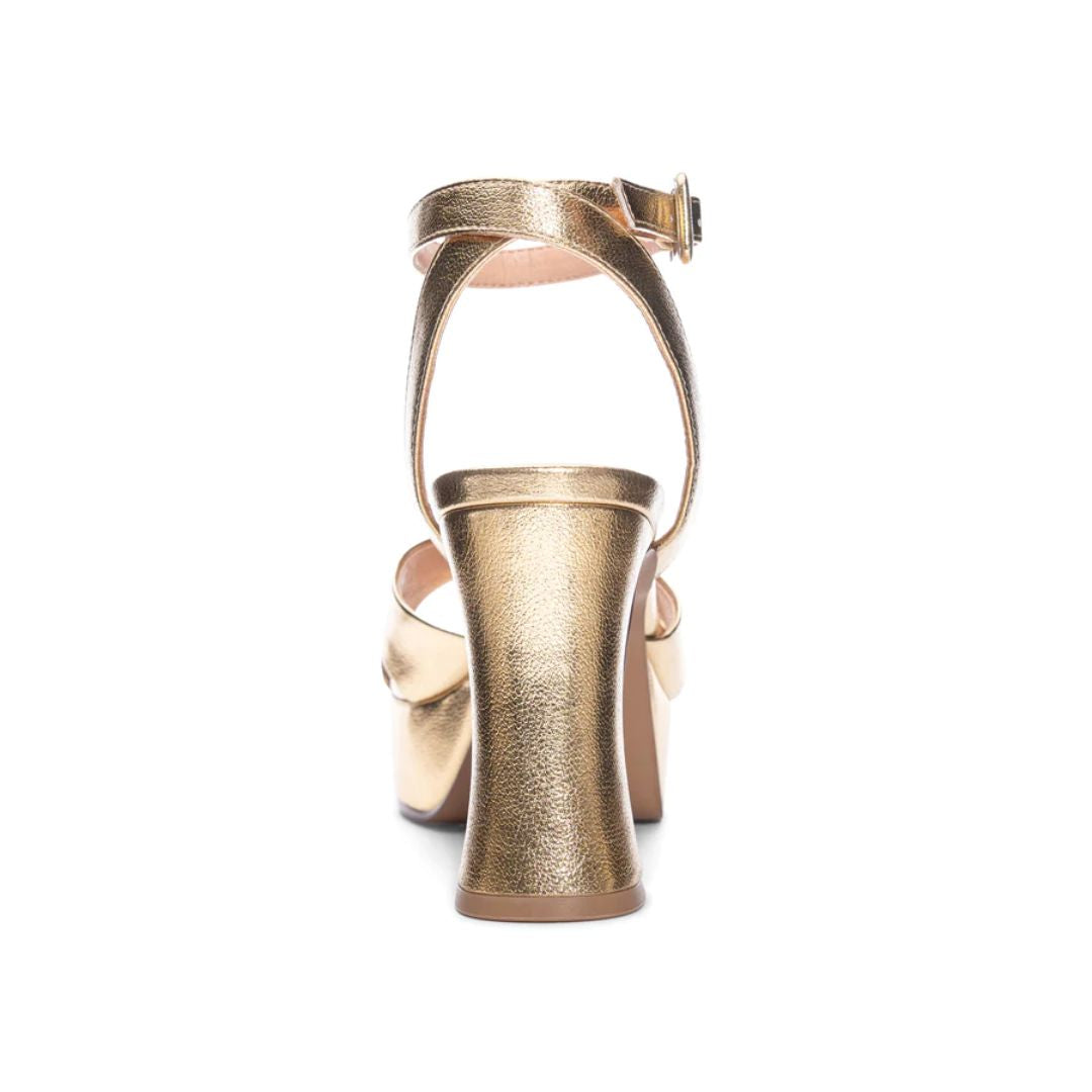 Theena Platform Heel | Gold Metallic