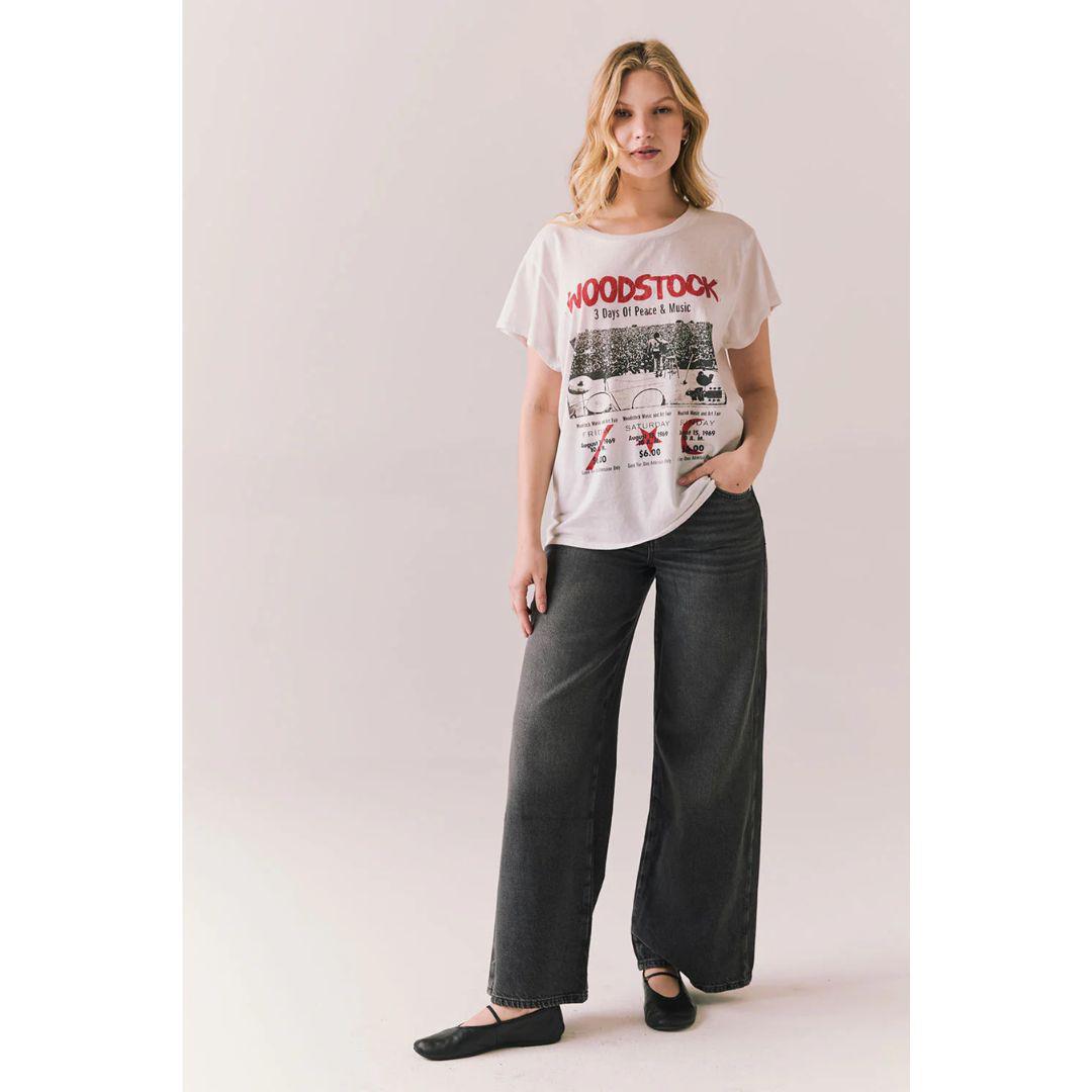 Woodstock Peace And Music Ticket Tee - White
