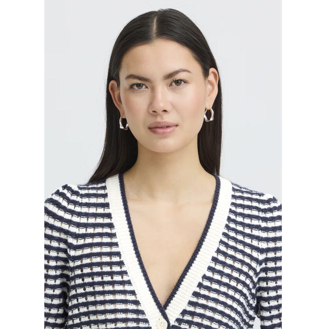 Ardina Short Sleeve Stripe Sweater - Birch & Navy