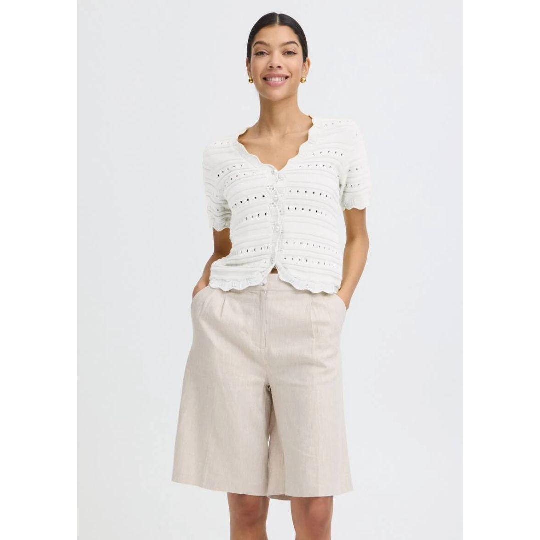 Naski Short Sleeve Cardigan Sweater | Marshmallow
