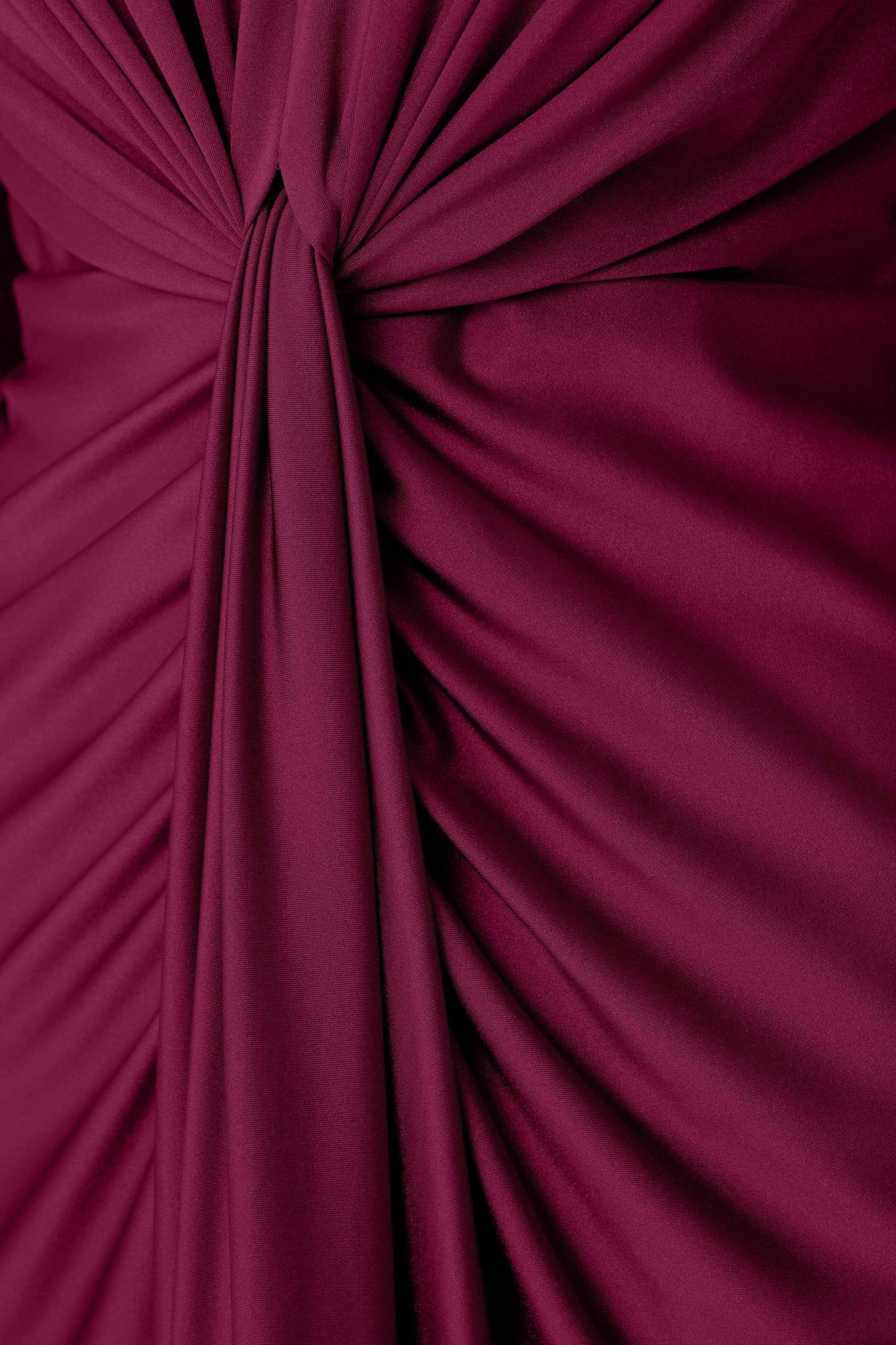 Satin Effect Knit Draped V-Neck Sheath Dress - 253714