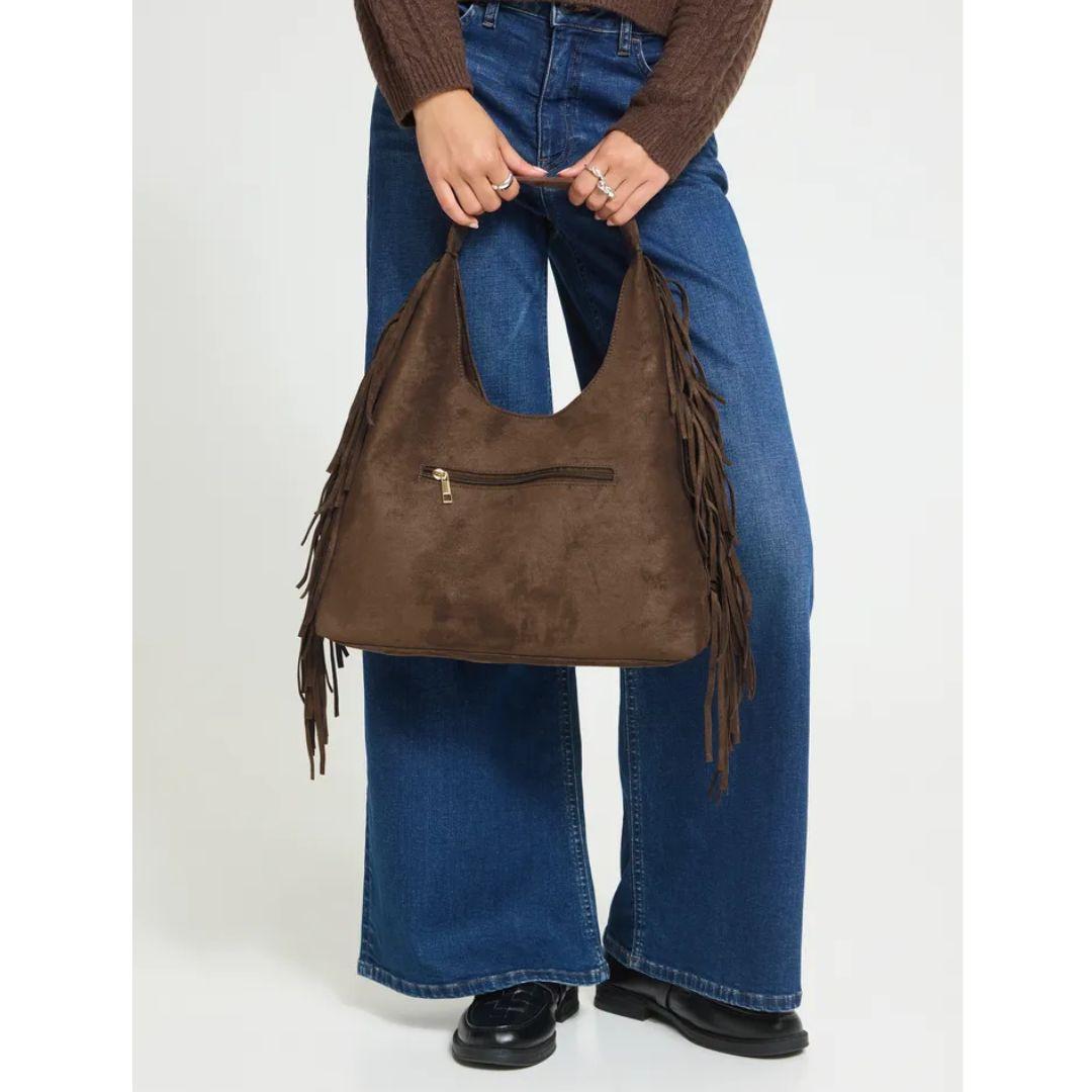 ICHI Elba Fringe Bag | 20127022 | Coffee