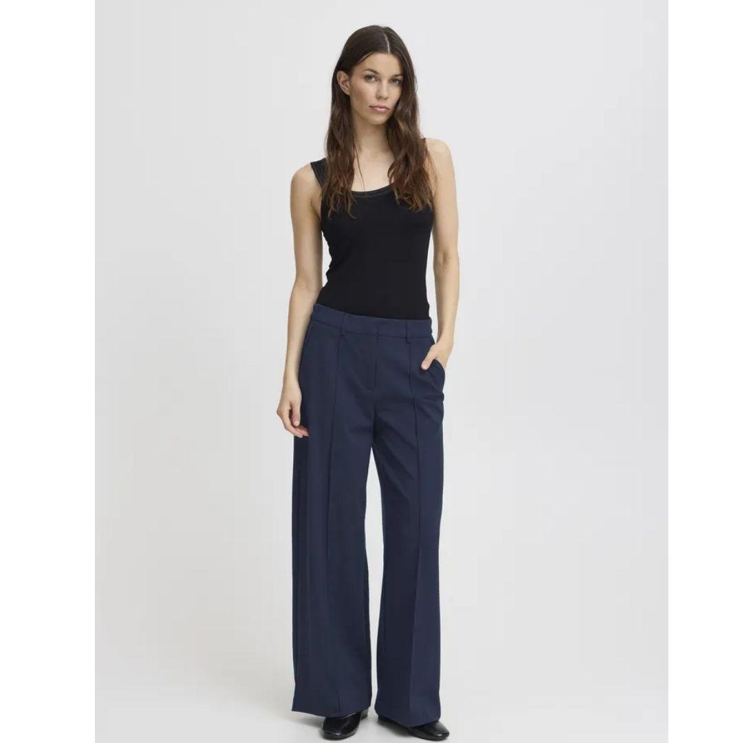 Kate Wide Seamed Trouser | Total Eclipse