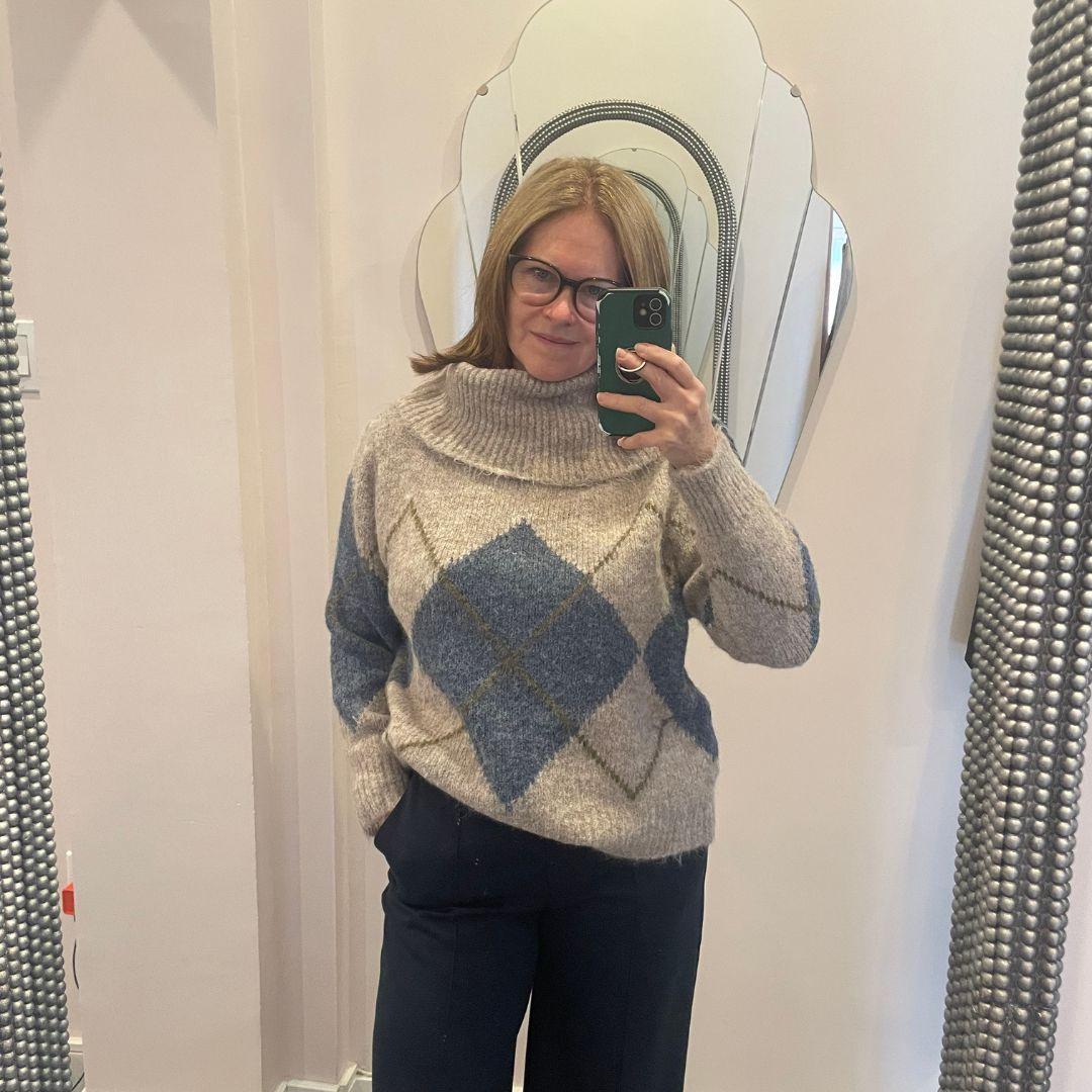 FRANSA Charleen Argyle Sweater | 20618567