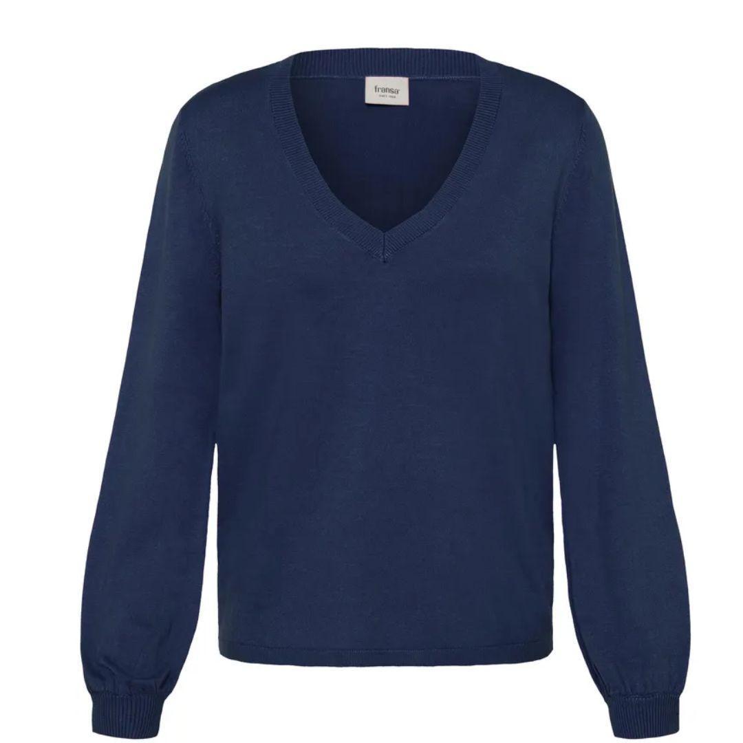 Mary V-Neck Sweater - Navy Blazer