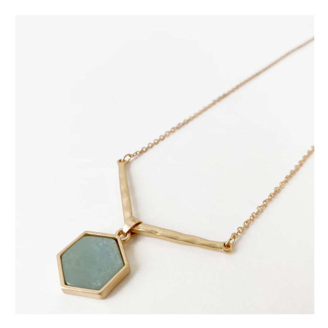 Aqua and Gold Chain Necklace