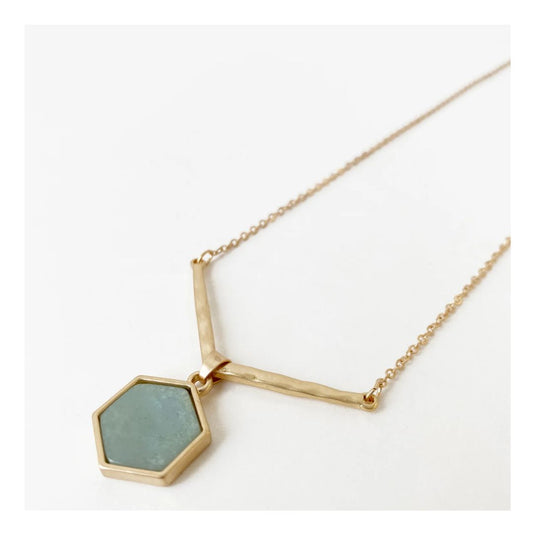 Aqua and Gold Chain Necklace
