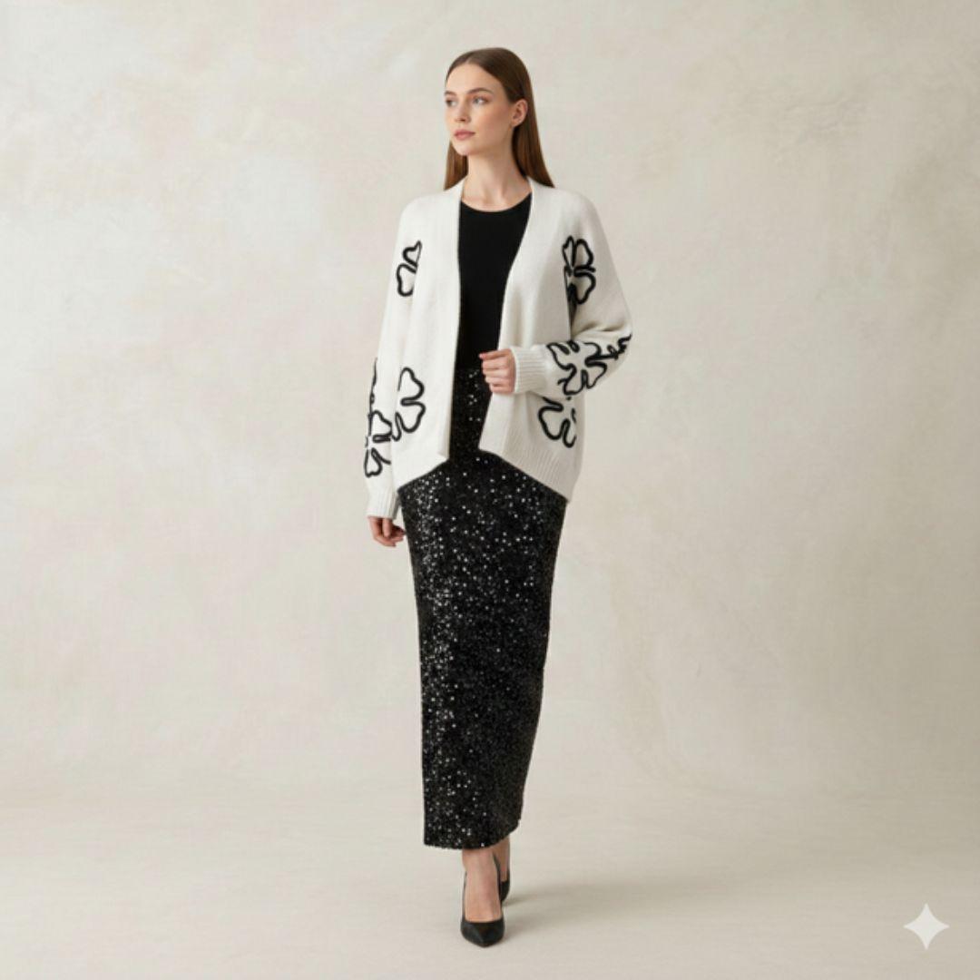 Winterglow Sequin Maxi Skirt | Y064774 | Black