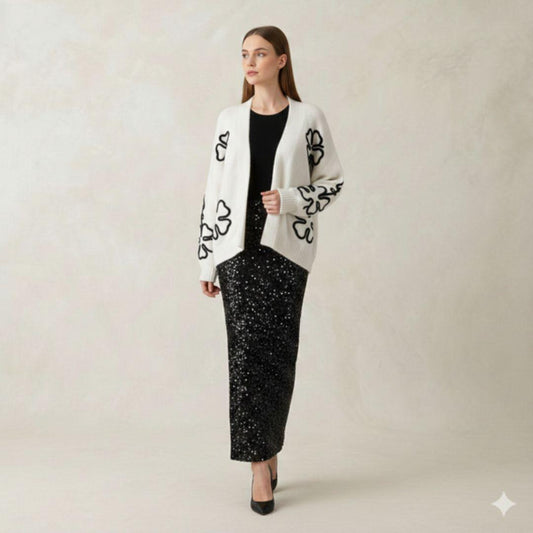 Winterglow Sequin Maxi Skirt | Y064774 | Black