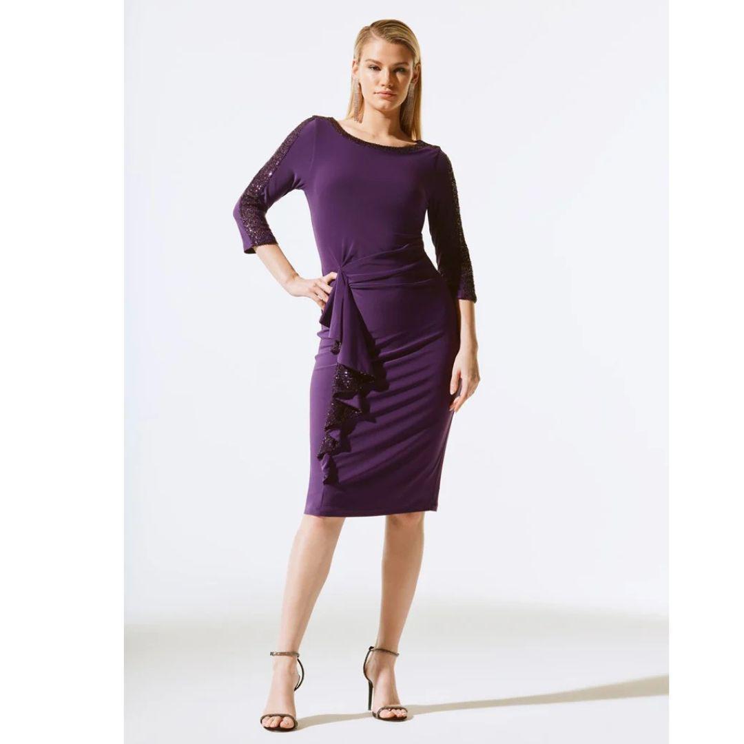 Silky Knit And Sequins Sheath Dress - 243702 - Blackcurrant