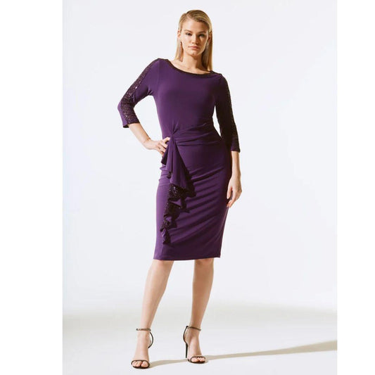 Silky Knit And Sequins Sheath Dress - 243702 - Blackcurrant