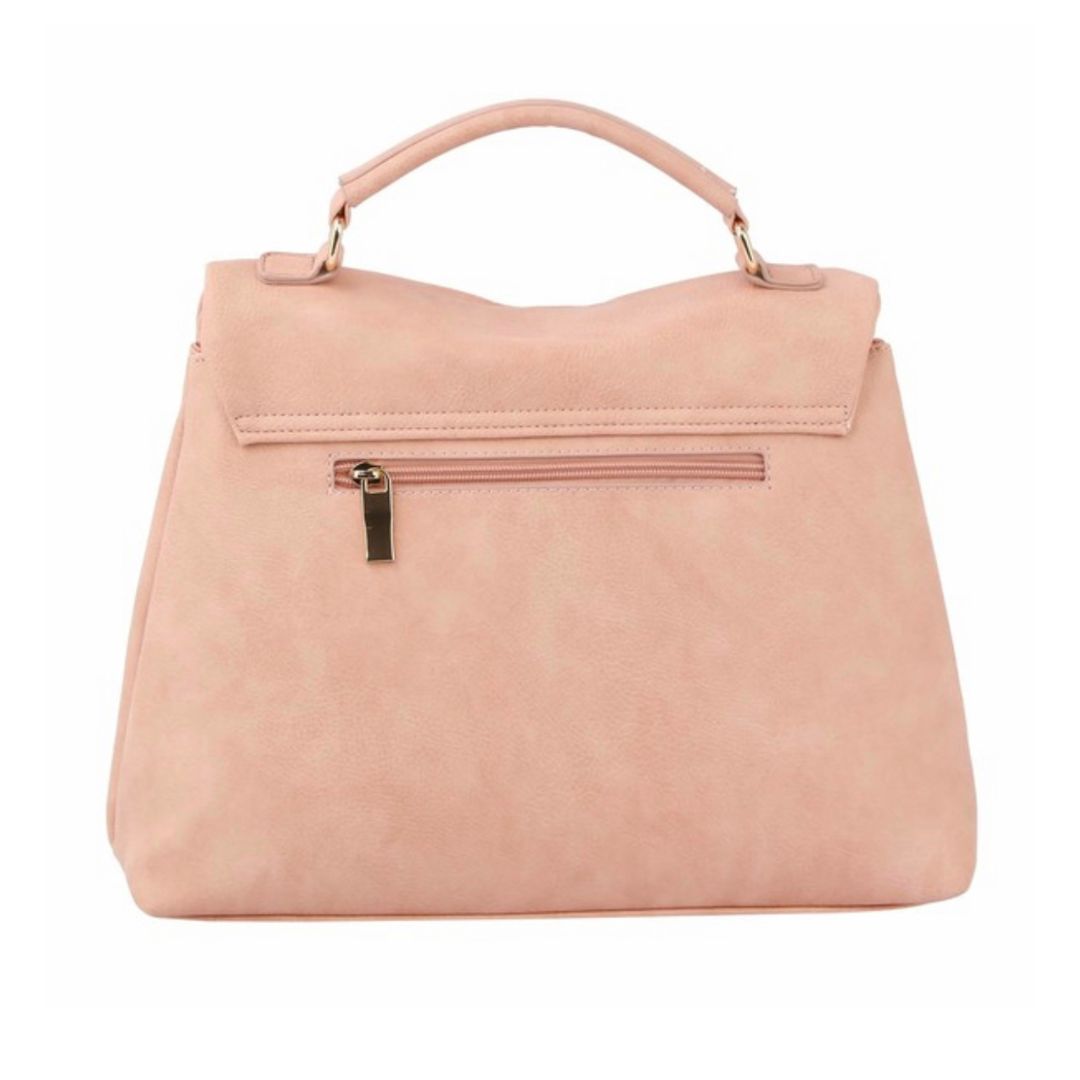 Pleated Bow Crossbody Satchel - JY0415 - Blush