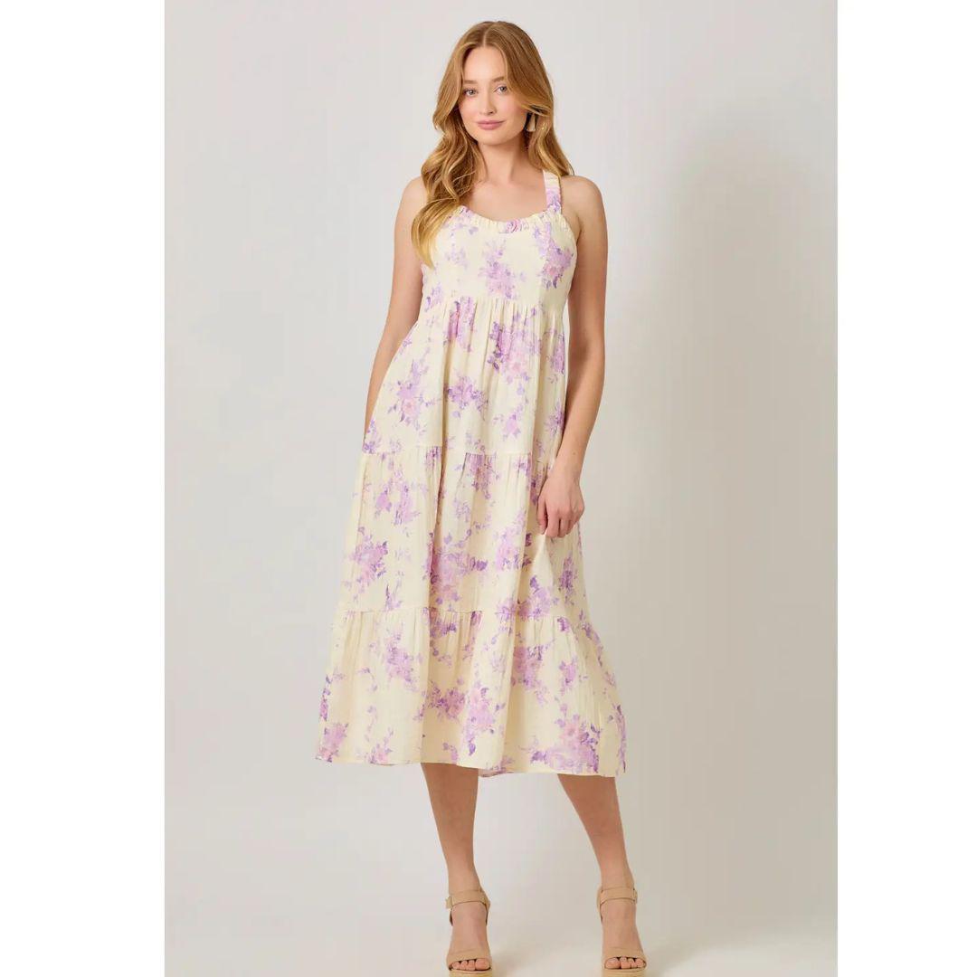 Floral Tiered Midi Dress - 60935 - Yellow Multi