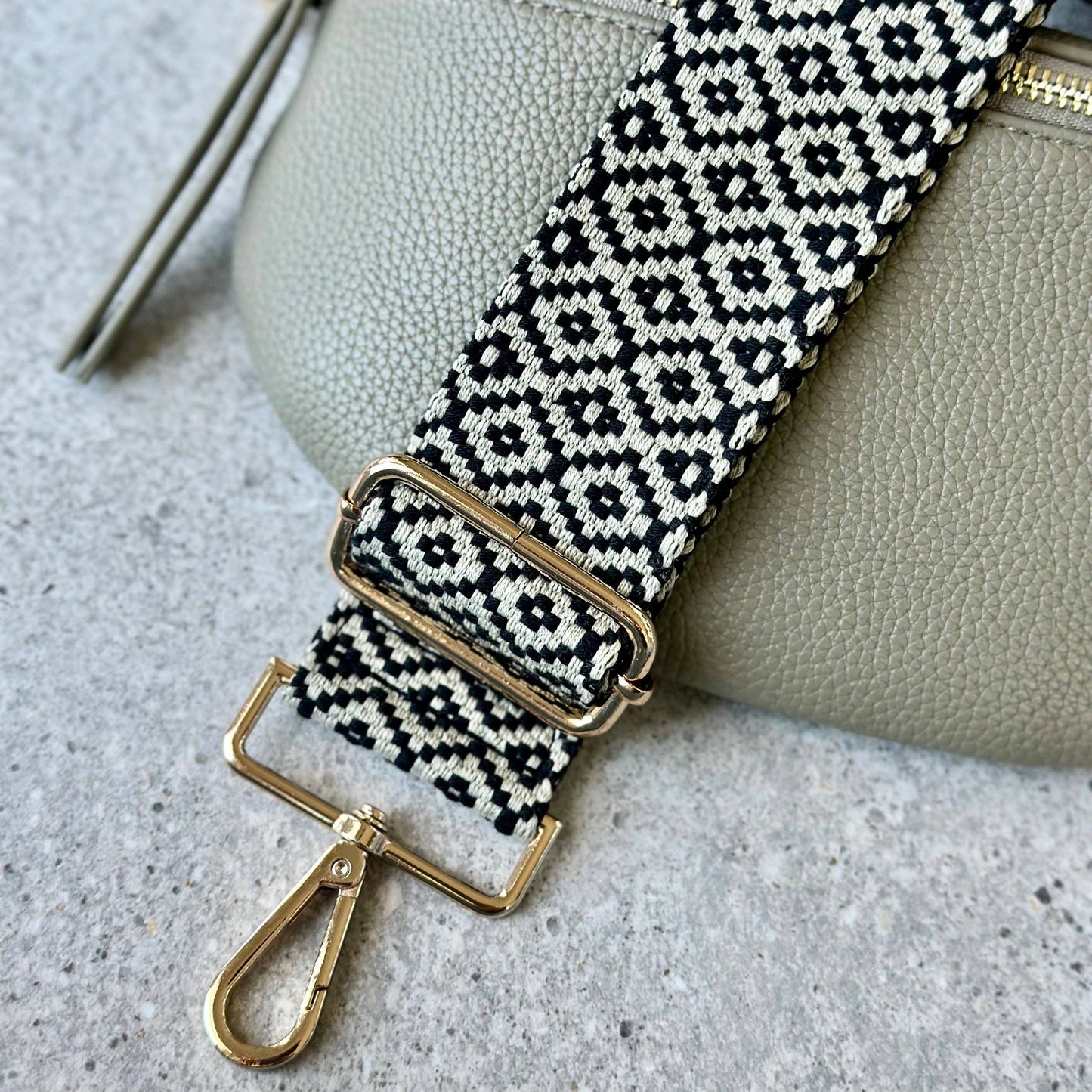 Crossbody Bag Strap - Black & Cream