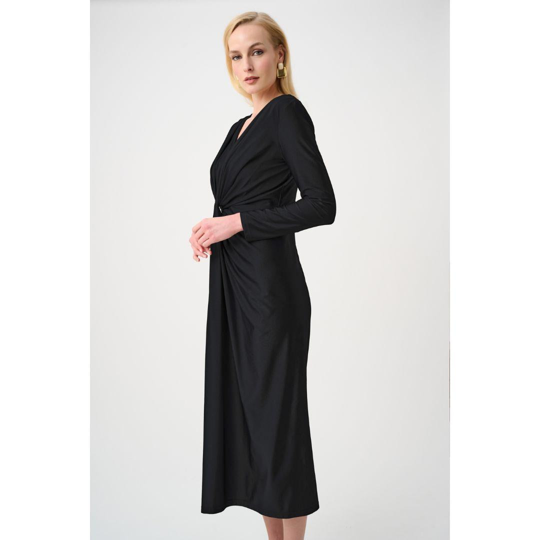 JOSEPH RIBKOFF Draped V-Neck Sheath Dress | 253714F26 | Black
