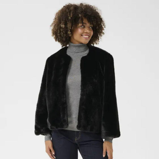 CULTURE Anikka Faux Fur Jacket | 50111294 | Black