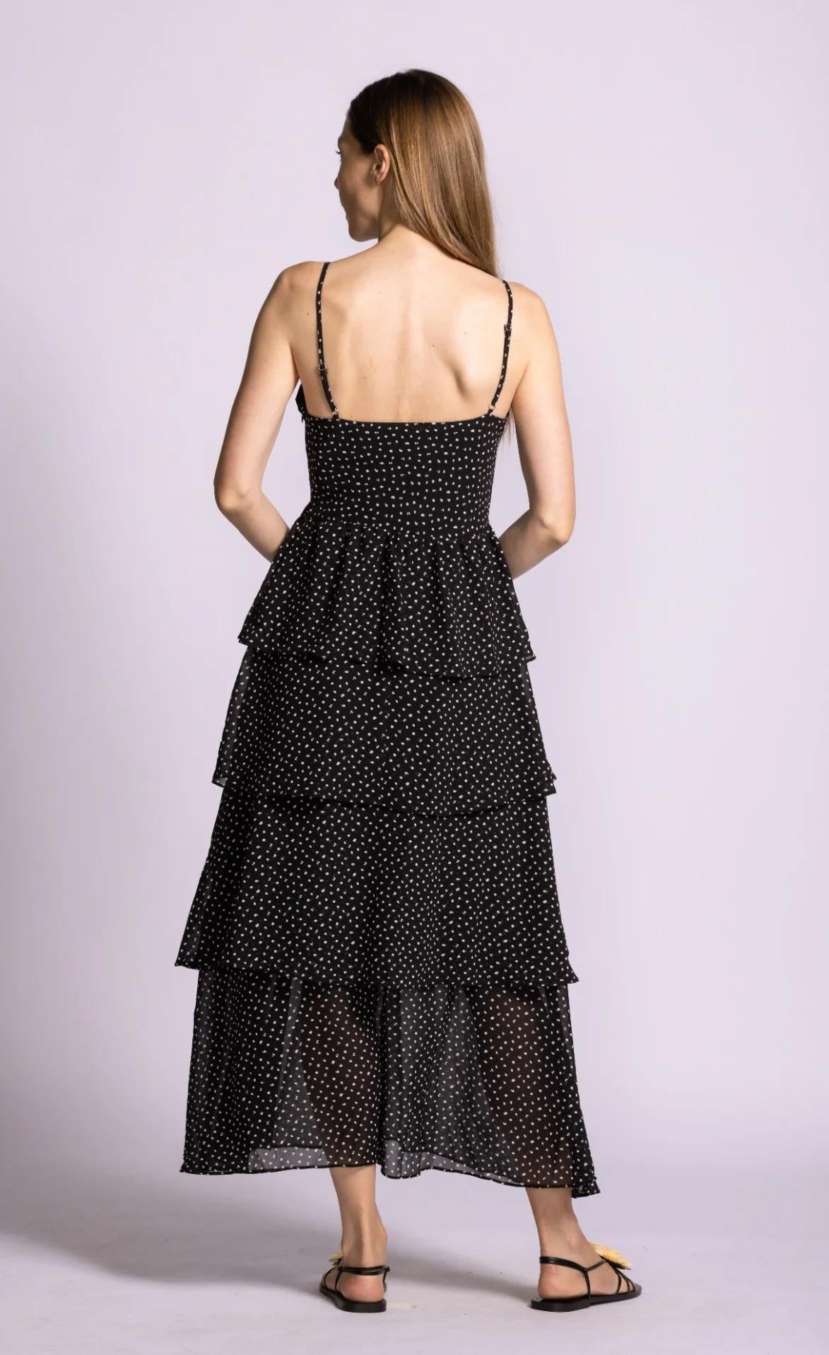 Finley Tiered Maxi Dress | Black & White Print