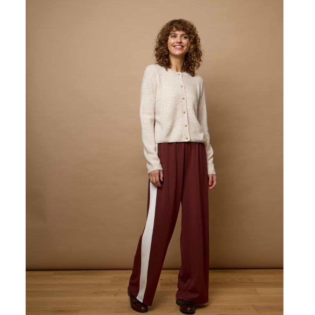 Aurora Stripe Travel Lounge Pants | Rum White Contrast