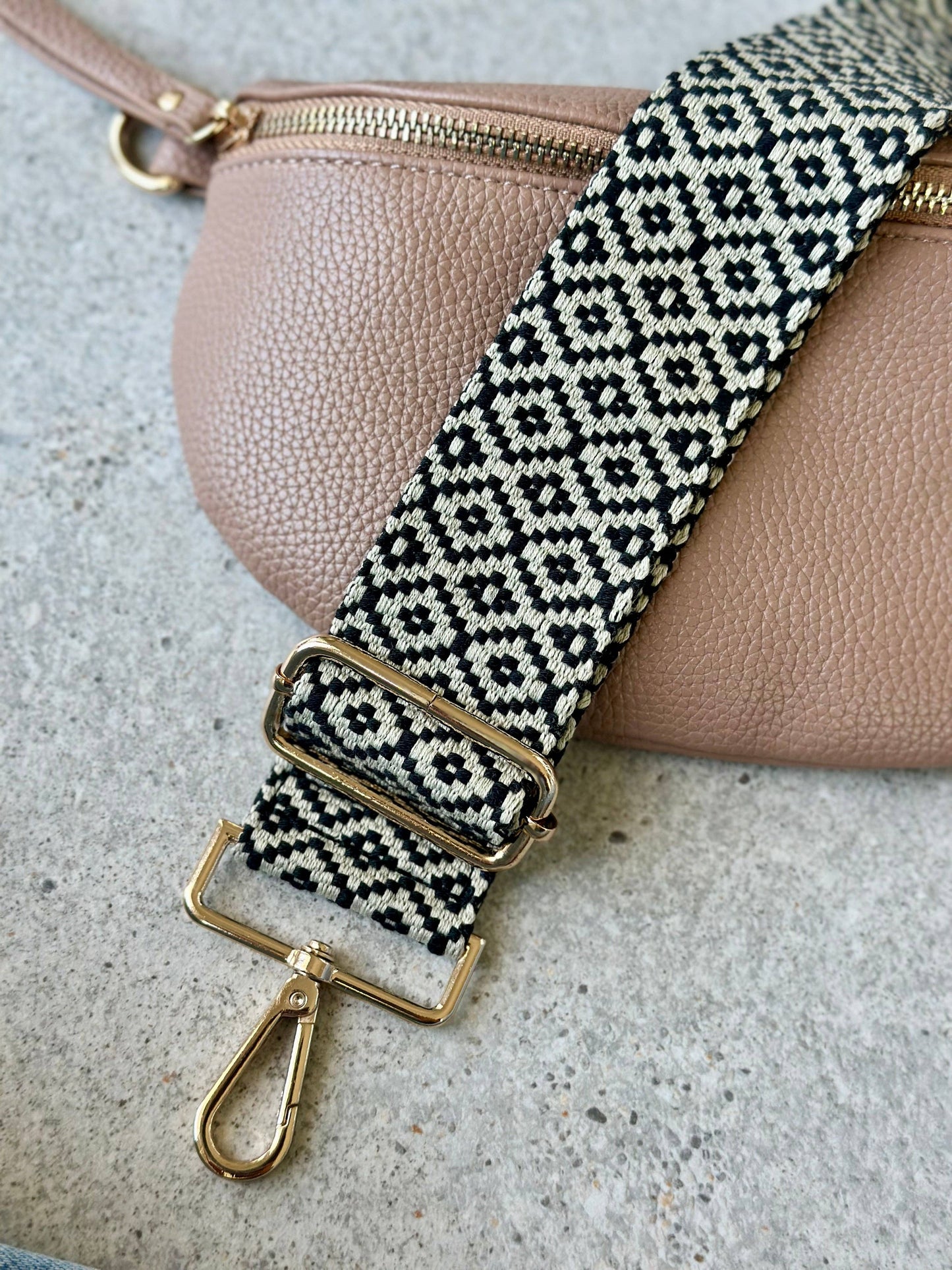 Crossbody Bag Strap - Black & Cream