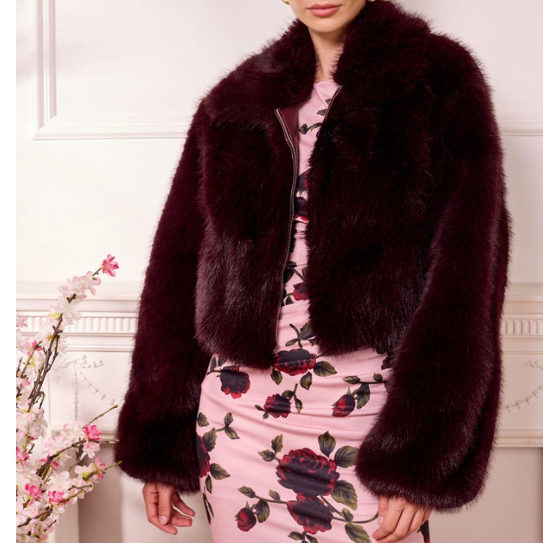 Goldleaf Faux Fur Jacket | M041941 | Dark Plum